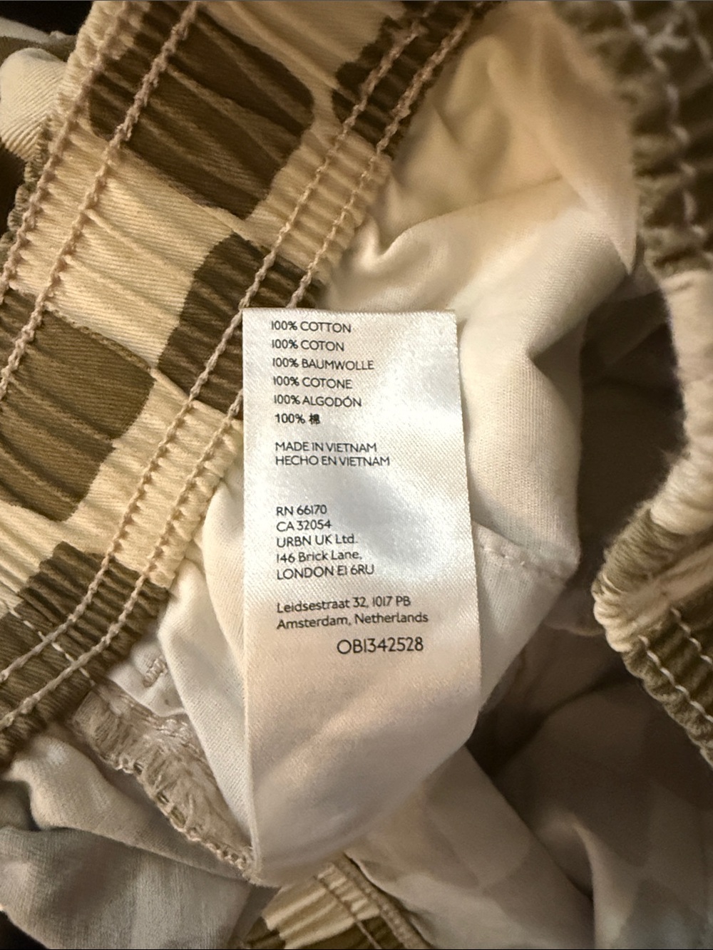 Urban Outfitters Olive and Cream Checkerboard mens pants size Large - Picture 6 of 11